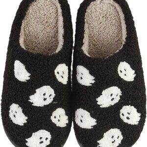 Halloween Pumpkin Slippers Women Men Plush Fuzzy House Indoor Outdoor Shoes